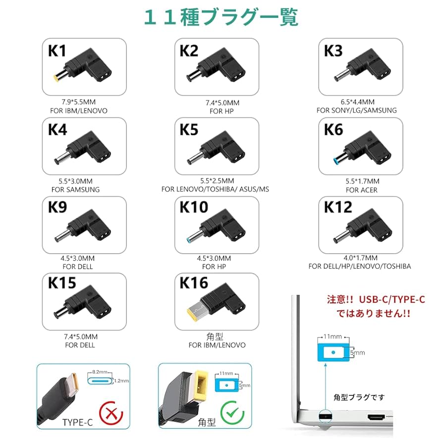 Amazon.co.jp: HKY 90W 薄型汎用電源アダプタ 18.5V-20V AC